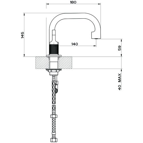 Immagine di Gessi INCISO- gruppo lavabo H.15 cm, tre fori, senza scarico, con flessibili di collegamento, finitura black metal brushed PVD 58012#707