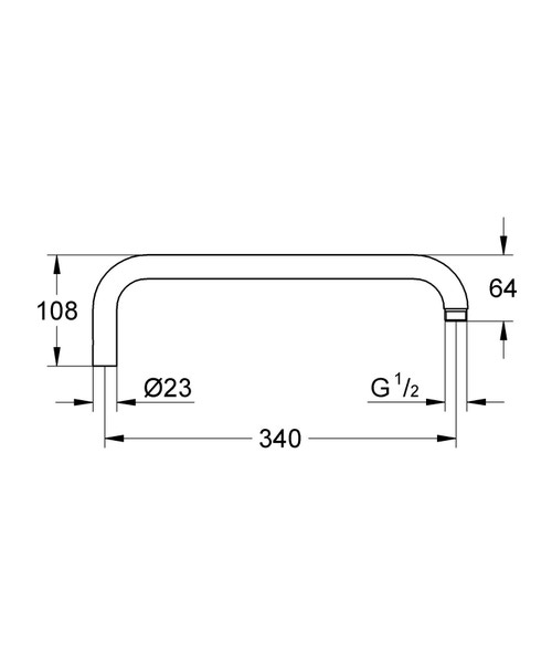 Immagine di Grohe RAINSHOWER braccio doccia per sistemi doccia, finitura cromo 14014000