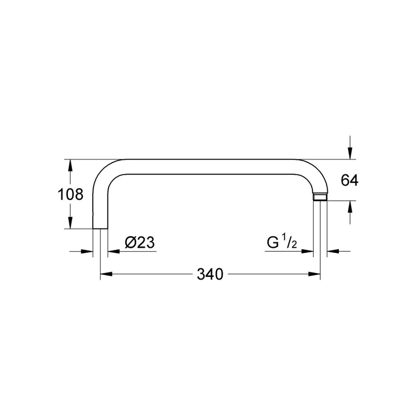 Immagine di Grohe RAINSHOWER braccio doccia per sistemi doccia, finitura cromo 14014000