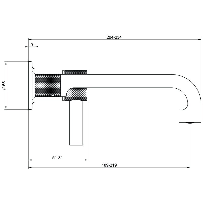 Immagine di Gessi INCISO- miscelatore lavabo P. 23 cm a parete, senza scarico, finitura black metal brushed PVD 58088#707