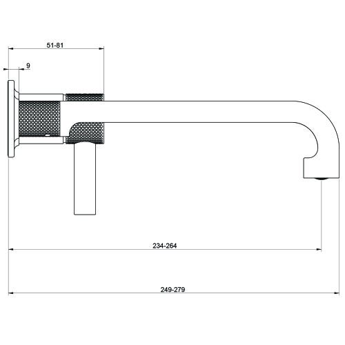 Immagine di Gessi INCISO- miscelatore lavabo P. 30 cm a parete, senza scarico, finitura black metal brushed PVD 58089#707