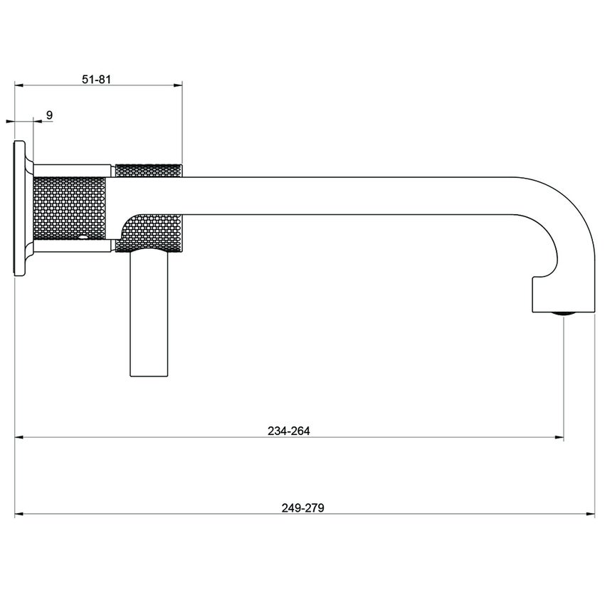 Immagine di Gessi INCISO- miscelatore lavabo P. 30 cm a parete, senza scarico, finitura black metal brushed PVD 58089#707