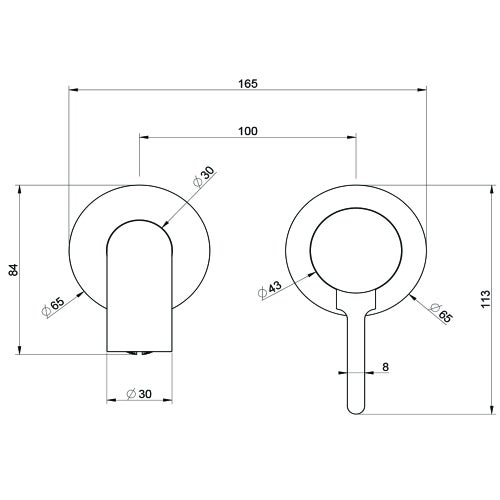 Immagine di Gessi INCISO- miscelatore lavabo P. 30 cm a parete, senza scarico, finitura black metal brushed PVD 58089#707