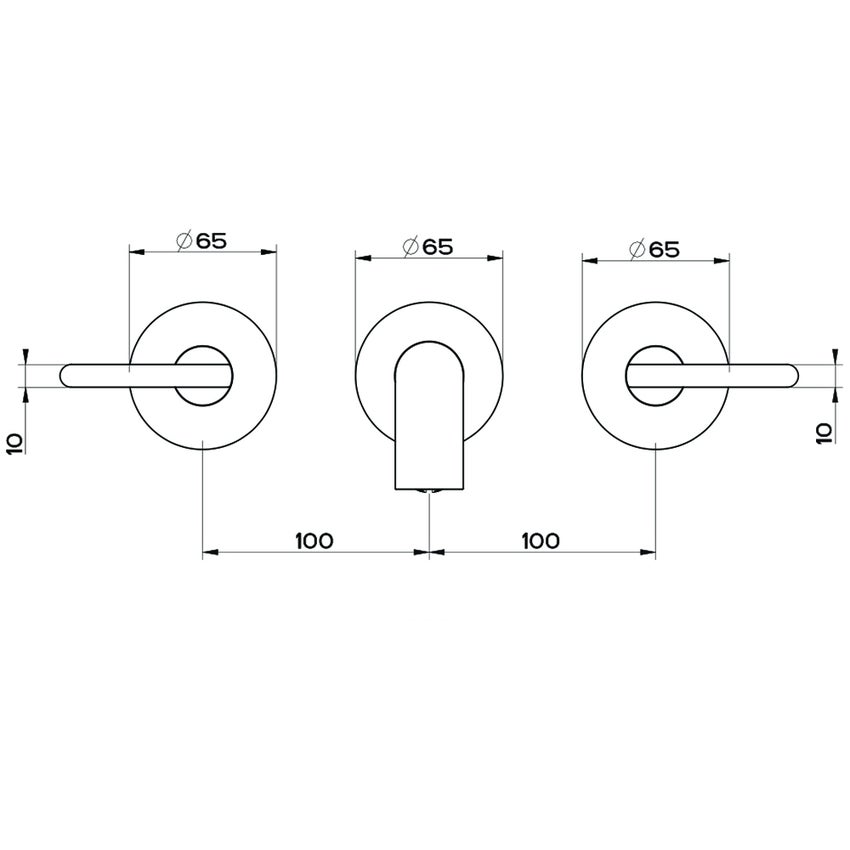 Immagine di Gessi INCISO- gruppo lavabo P.27 cm, tre fori a parete, senza scarico, finitura black metal brushed PVD 58092#707