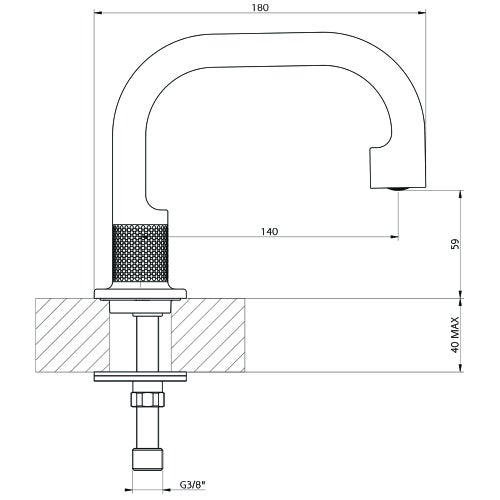 Immagine di Gessi INCISO- bocca da banco per lavabo H.14 cm, finitura black metal brushed PVD 58091#707