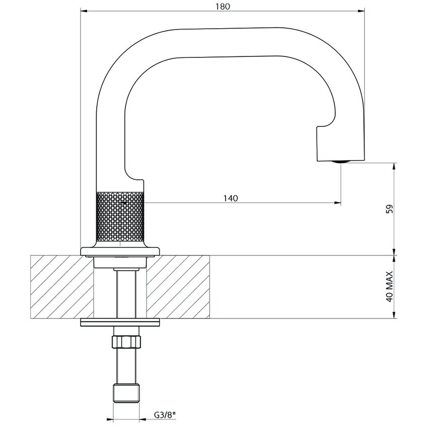 Immagine di Gessi INCISO- bocca da banco per lavabo H.14 cm, finitura black metal brushed PVD 58091#707