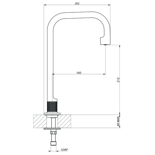 Immagine di Gessi INCISO- bocca da banco per lavabo H.31 cm, finitura black metal brushed PVD 58095#707