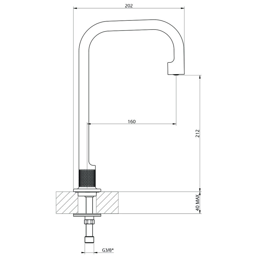Immagine di Gessi INCISO- bocca da banco per lavabo H.31 cm, finitura black metal brushed PVD 58095#707