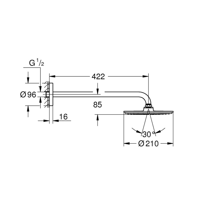 Grohe 26171000 Rainshower® Cosmopolitan 210 Set soffione doccia a parete  sporgenza 422 mm finitura cromo