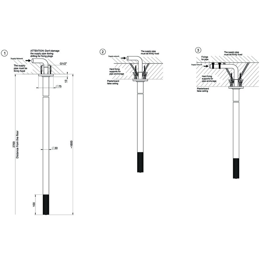 Immagine di Gessi INCISO- bocca da soffitto, finitura black metal brushed PVD 58199#707