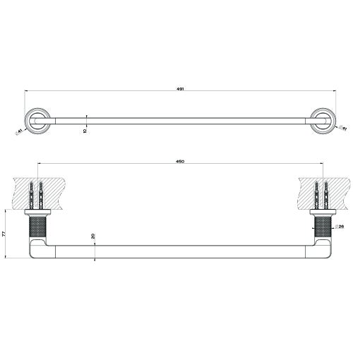 Immagine di Gessi INCISO ACCESSORI porta salvietta a parete L.45 cm, finitura brushed brass PVD 58500#727