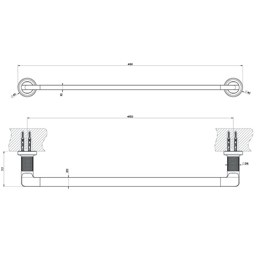 Immagine di Gessi INCISO ACCESSORI porta salvietta a parete L.45 cm, finitura brushed brass PVD 58500#727