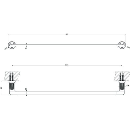 Immagine di Gessi INCISO ACCESSORI porta salvietta a parete L.60 cm, finitura black metal brushed PVD 58503#707