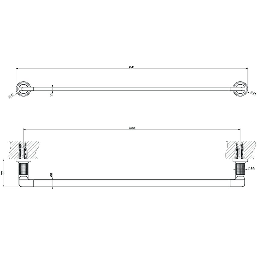 Immagine di Gessi INCISO ACCESSORI porta salvietta a parete L.80 cm, finitura black metal brushed PVD 58505#707