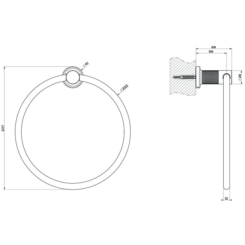 Immagine di Gessi INCISO ACCESSORI porta salvietta a parete ad anello, finitura black metal brushed PVD 58509#707