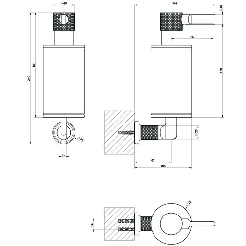 Immagine di Gessi INCISO ACCESSORI dispenser a parete colore bianco, finitura black metal brushed PVD 58513#707