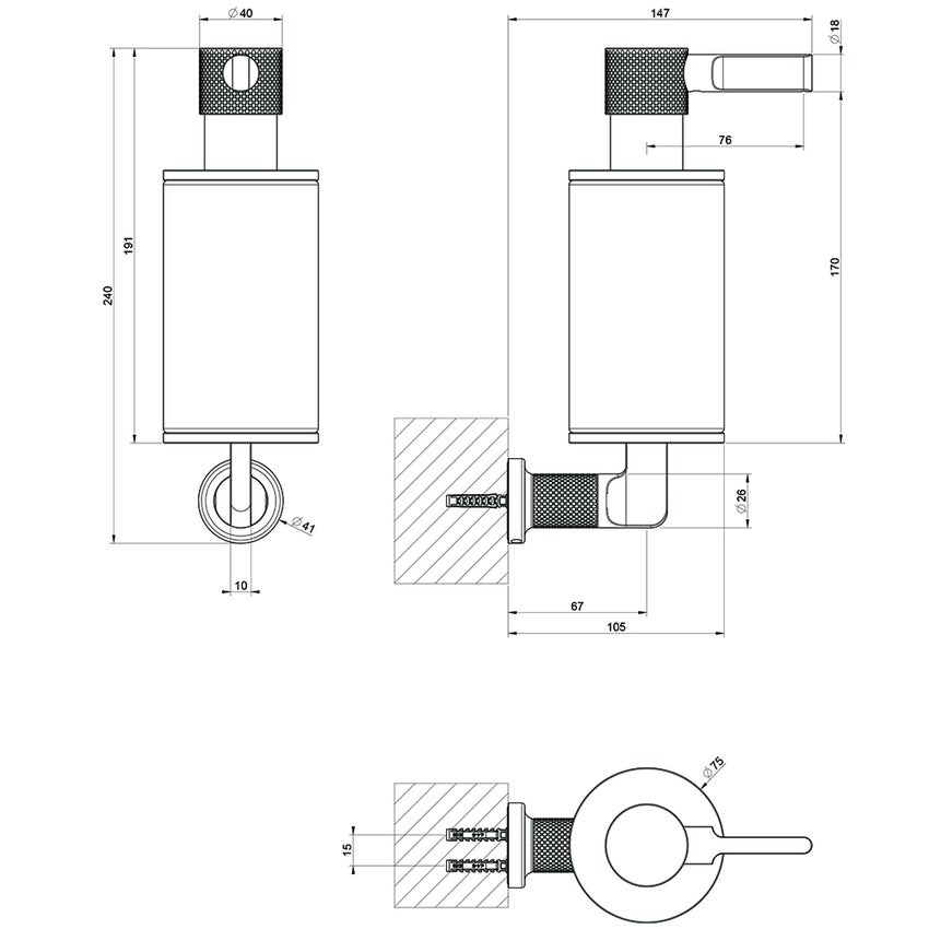 Immagine di Gessi INCISO ACCESSORI dispenser a parete colore bianco, finitura black metal brushed PVD 58513#707