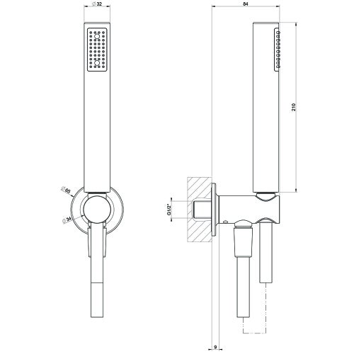 Immagine di Gessi INCISO set doccia con presa acqua, doccetta anticalcare e flessibile 150 cm, finitura aged Bronze 58123#187