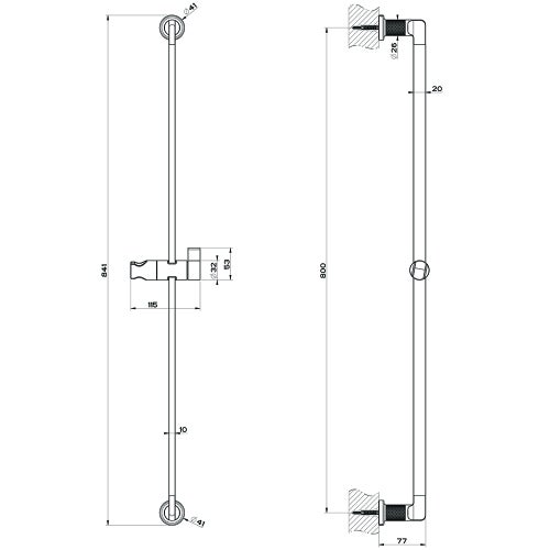Immagine di Gessi INCISO SHOWER asta saliscendi, finitura black metal brushed PVD 58144#707