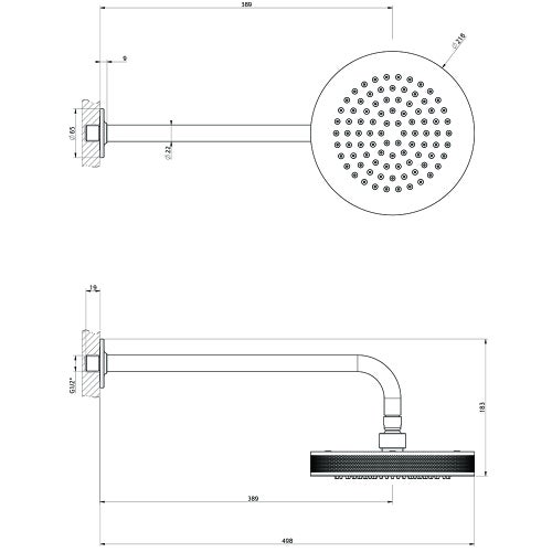 Immagine di Gessi INCISO SHOWER soffione anticalcare a parete orientabile, finitura black metal brushed PVD 58185#707