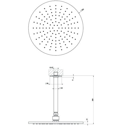 Immagine di Gessi INCISO SHOWER soffione anticalcare per doccia, a soffitto, orientabile, finitura black metal brushed PVD 58252#707
