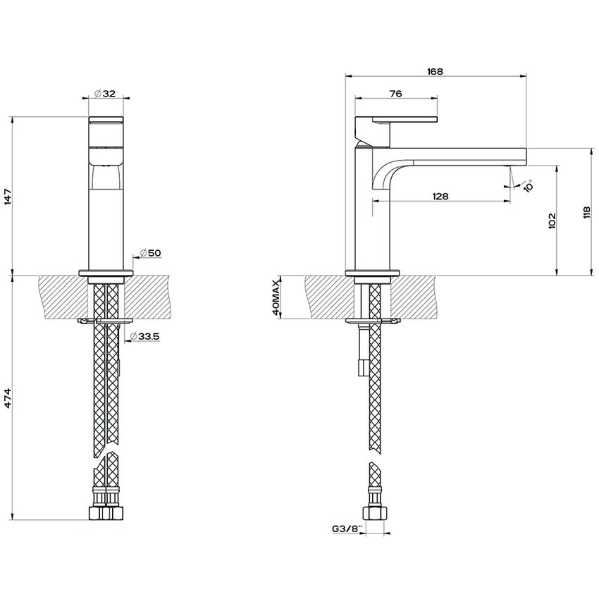 Immagine di Gessi VIA MANZONI miscelatore lavabo H.15 cm, senza scarico e flessibili di collegamento, finitura finox brushed nickel 38605#149