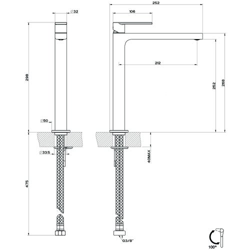 Immagine di Gessi VIA MANZONI set rubinetteria con miscelatore lavabo H.30 cm senza scarico e miscelatore bidet con scarico, finitura cromo SETVIAM001