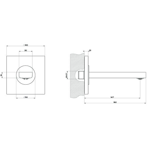 Immagine di Gessi VIA MANZONI bocca a parete P.16 cm, finitura finox brushed nickel 38701#149