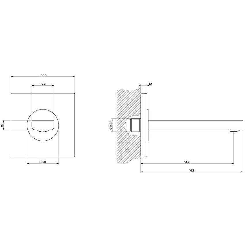 Immagine di Gessi VIA MANZONI bocca a parete P.16 cm, finitura nero opaco 38701#299