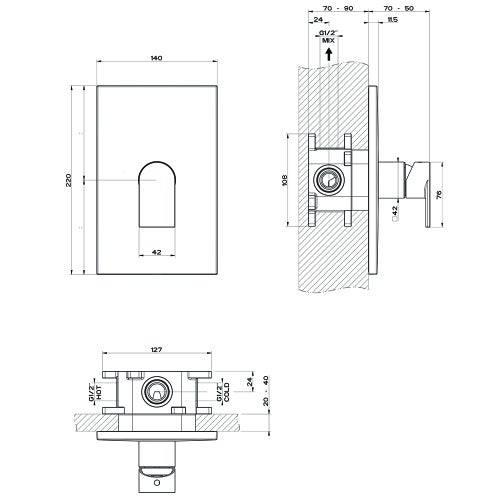 Immagine di Gessi VIA MANZONI miscelatore a parete, 1 uscita, finitura cromo 44632#031