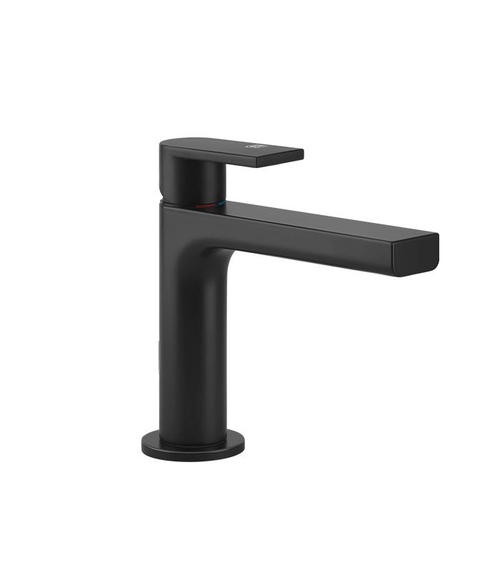 Immagine di Gessi VIA MANZONI miscelatore lavabo H.15 cm, senza scarico e flessibili di collegamento, con risparmio energetico, colore nero finitura opaco 38606#299