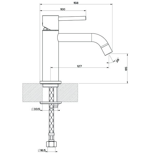 Immagine di Gessi VIA TORTONA miscelatore lavabo senza scarico, con flessibili di collegamento, colore nero finitura opaco 18602#299