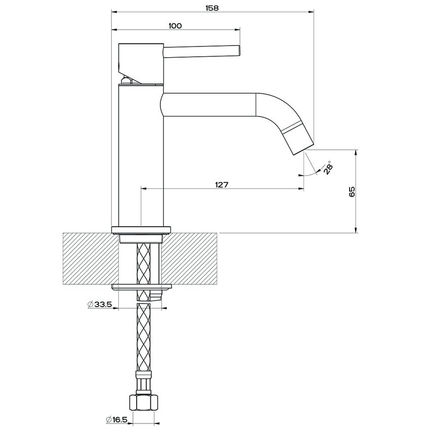 Immagine di Gessi VIA TORTONA miscelatore lavabo senza scarico, con flessibili di collegamento, colore nero finitura opaco 18602#299