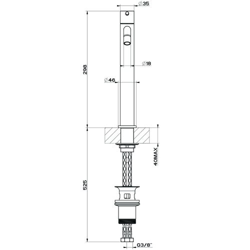 Immagine di Gessi VIA TORTONA miscelatore lavabo P.25 cm, con scarico e flessibili di collegamento, finitura cromo 18605#031