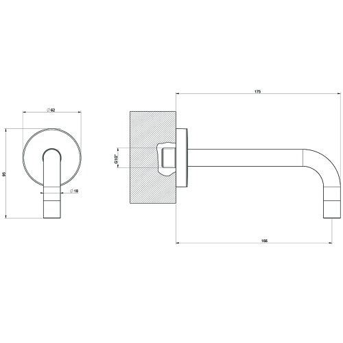 Immagine di Gessi VIA TORTONA bocca a parete P.18 cm, finitura cromo 38780#031