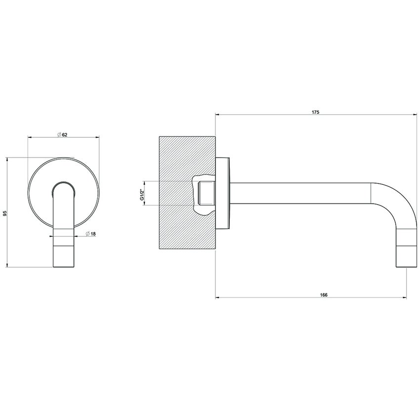 Immagine di Gessi VIA TORTONA bocca a parete P.18 cm, finitura cromo 38780#031