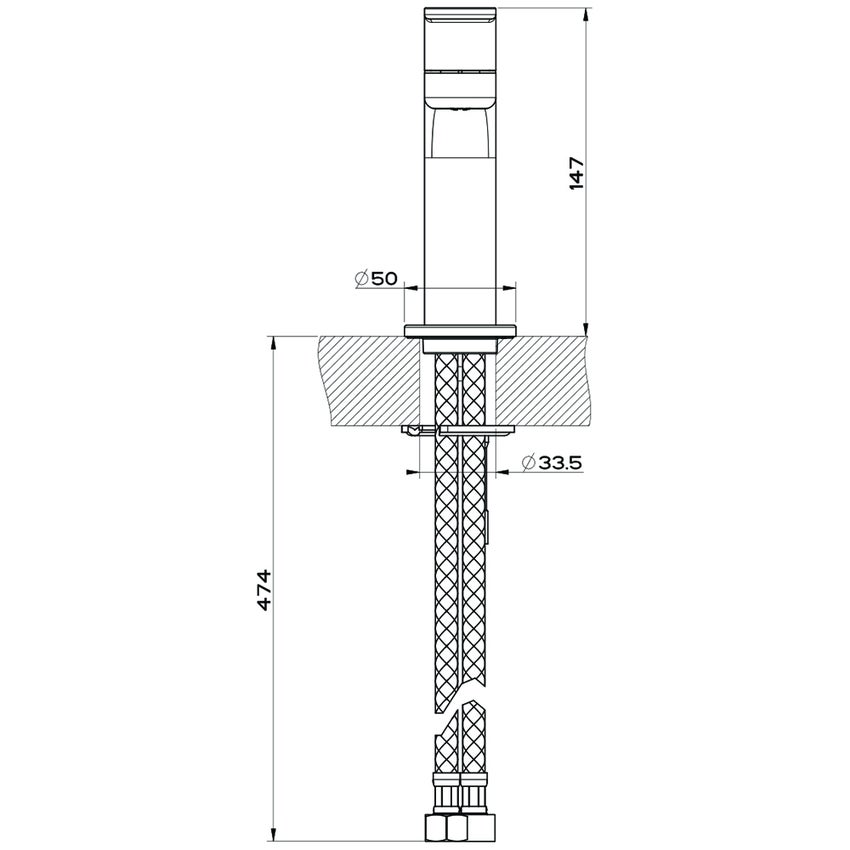 Immagine di Gessi VIA BAGUTTA miscelatore lavabo con scarico e flessibili di collegamento, finitura cromo 29904#031