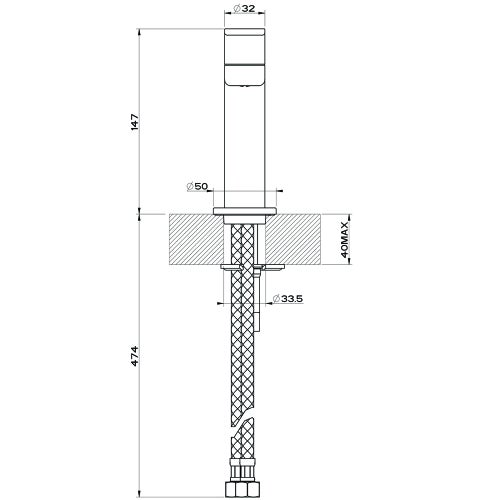Immagine di Gessi VIA BAGUTTA miscelatore lavabo con scarico e flessibili di collegamento, con risparmio energetico, finitura cromo 29905#031