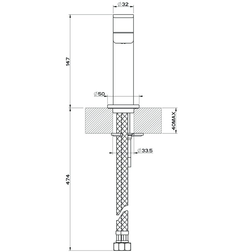 Immagine di Gessi VIA BAGUTTA miscelatore lavabo con scarico e flessibili di collegamento, con risparmio energetico, finitura cromo 29905#031