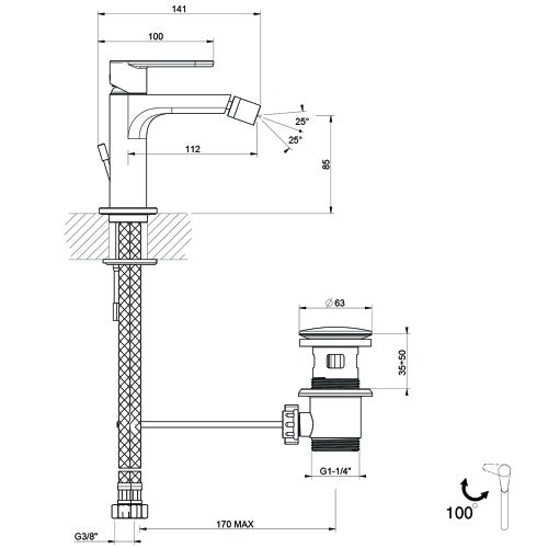 Immagine di Gessi VIA BAGUTTA set rubinetteria con miscelatore lavabo e miscelatore bidet con scarico, miscelatore a parete 2 vie con deviatore automatico e corpo incasso, finitura cromo SETVIAB003