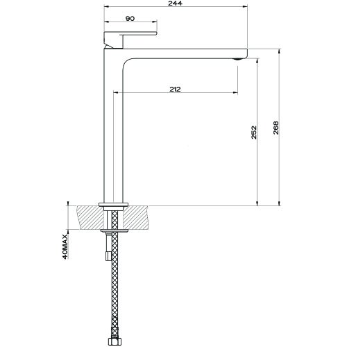 Immagine di Gessi VIA BAGUTTA miscelatore lavabo H.30 cm, senza scarico, con flessibili di collegamento, finitura cromo 29909#031
