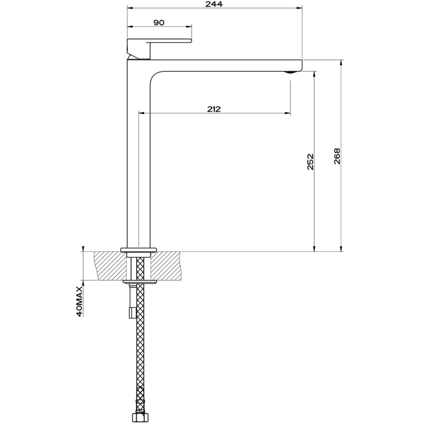 Immagine di Gessi VIA BAGUTTA miscelatore lavabo H.30 cm, senza scarico, con flessibili di collegamento, finitura cromo 29909#031