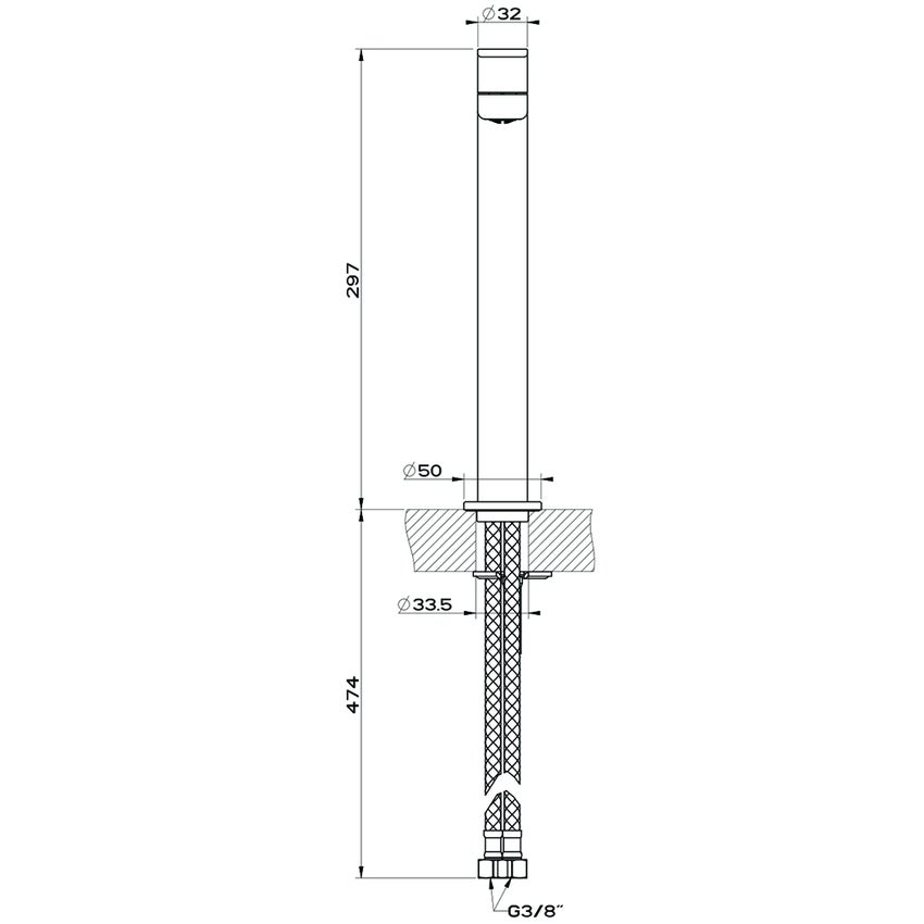 Immagine di Gessi VIA BAGUTTA miscelatore lavabo H.30 cm, senza scarico, con flessibili di collegamento, finitura cromo 29909#031