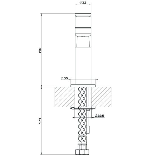 Immagine di Gessi VIA BAGUTTA miscelatore lavabo senza scarico, con flessibili di collegamento, con risparmio energetico, finitura cromo 29914#031