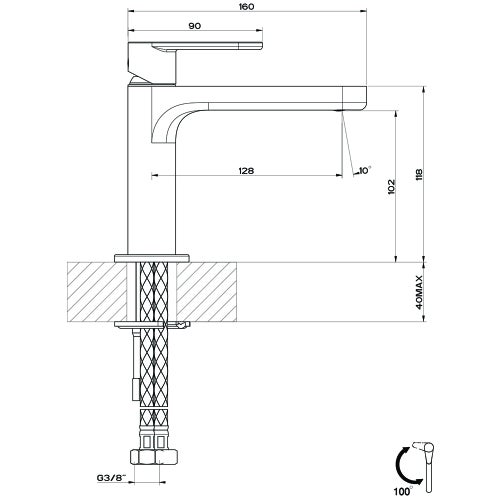 Immagine di Gessi VIA BAGUTTA miscelatore lavabo senza scarico, con flessibili di collegamento, con risparmio energetico, finitura cromo 29914#031