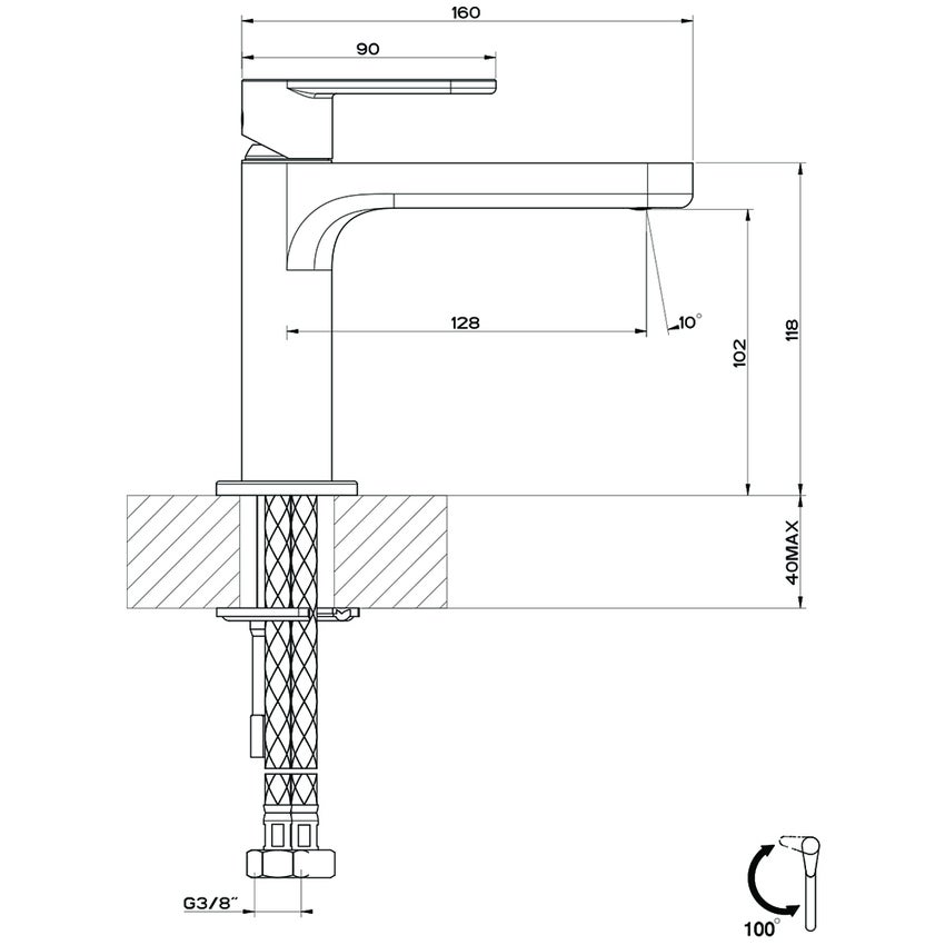 Immagine di Gessi VIA BAGUTTA miscelatore lavabo senza scarico, con flessibili di collegamento, con risparmio energetico, finitura cromo 29914#031