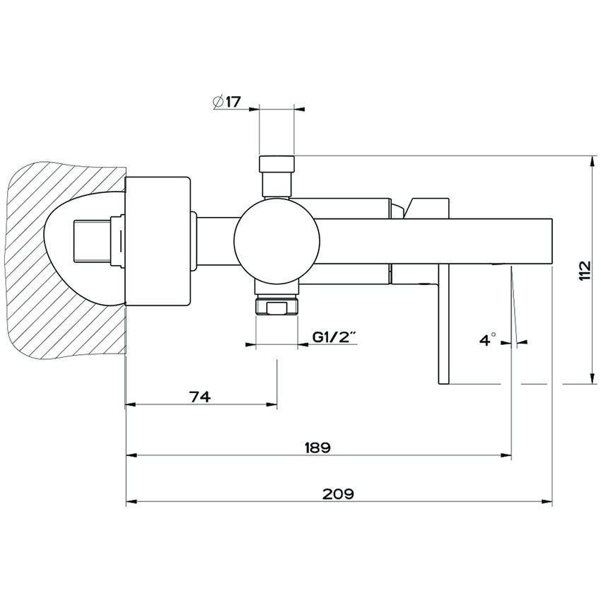 Immagine di Gessi VIA BAGUTTA miscelatore esterno vasca con deviatore automatico bagno/doccia, finitura cromo 35813#031