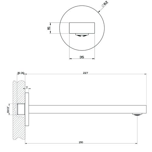 Immagine di Gessi VIA BAGUTTA bocca a parete, finitura cromo 35900#031