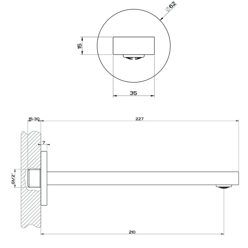 Immagine di Gessi VIA BAGUTTA bocca a parete, finitura cromo 35900#031
