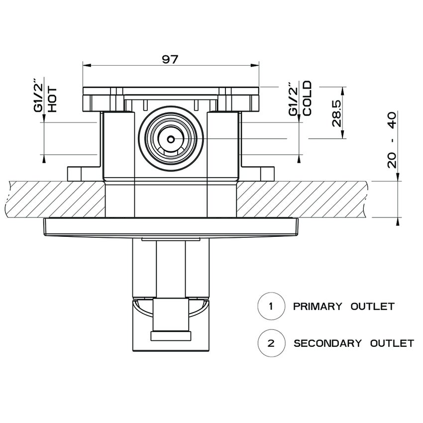 Immagine di Gessi VIA BAGUTTA set rubinetteria con miscelatore lavabo e miscelatore bidet con scarico, miscelatore a parete 2 vie con deviatore automatico e corpo incasso, finitura cromo SETVIAB003
